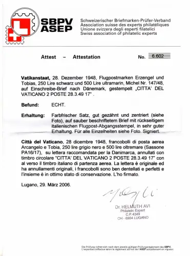 Tobia Posta Aerea Nr. 16/17 auf Aerogramm Racc. für Dänemark
