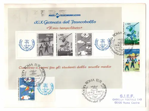 1977 - 19. Tag der Briefmarke Erinnerungsbogen auf Umschlag