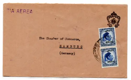 Unabhängiges Libyen - König Idris 20 m. Offiziell auf Umschlag für Deutschland