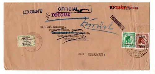 Unabhängiges Libyen - König Idris 25 m. Offiziell auf Frankfurter Umschlag