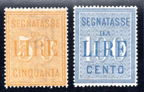 Steuermarken 50 Lire gelb und 100 Lire hellblau Nr. 31/32 - postfrisch
