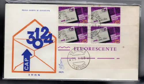Italia FDC Venetia 1968 C.A.P. Viertel nicht gereist
