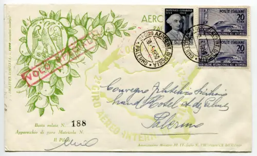 2. Giro Aereo di Sicilia - Aerogramma da Palermo