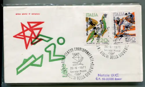 Italien FDC Venetia 1971 Gioventù gereist nach Italien