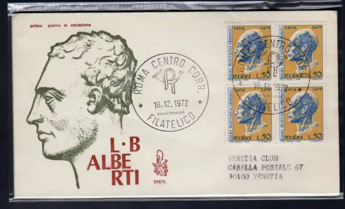 Italien FDC Venetia 1972 Alberti Viertelreise nach Italien