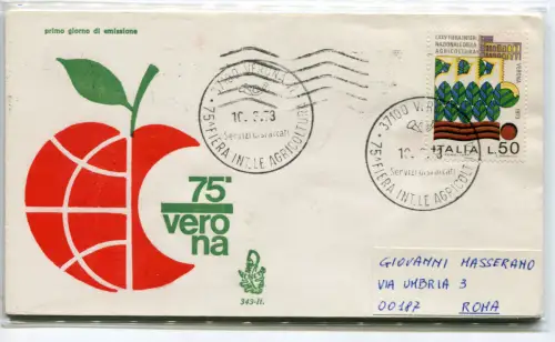 Italien FDC Venetia 1973 Fiera di Verona reiste nach Italien