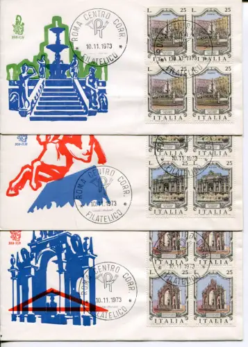 Italien FDC Venetia 1973 Fontane quartina nicht gereist