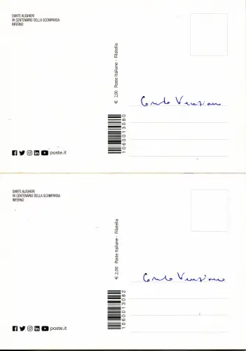 Postkartenserie Dante Alighieri 2021 Signatur Corrado Veneziano