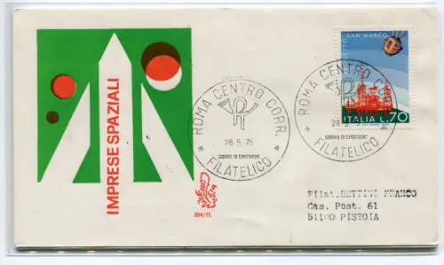 Italien FDC Venetia 1975 Raumfahrtunternehmen reiste nach Italien