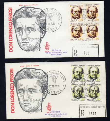 Italien FDC Venetia 1972 Perosi Viertelreise Racc. für Italien