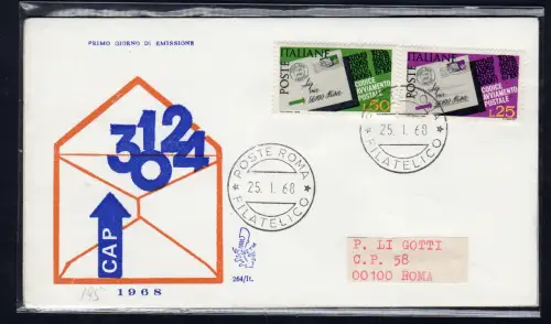 Italia FDC Venetia 1968 C.A.P. gereist nach Italien 814