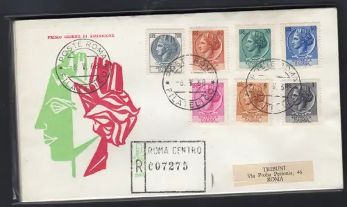 Italia FDC Venetia 1968 Siracusana 7 Val. gereist Racc. für Italien 831
