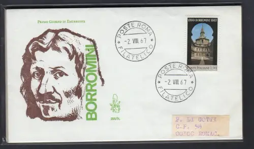 Italien FDC Venetia 1967 Borromini reiste nach Italien