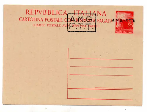 Trieste A - Democratica 20 + 20 l. rot C.P. n. C 8B