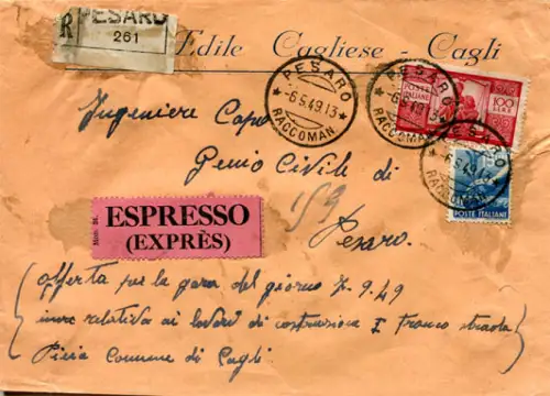 Democratica Lire 100 (II. Platte) + Komplet.Umschlag Racc.Gewicht für die Stadt