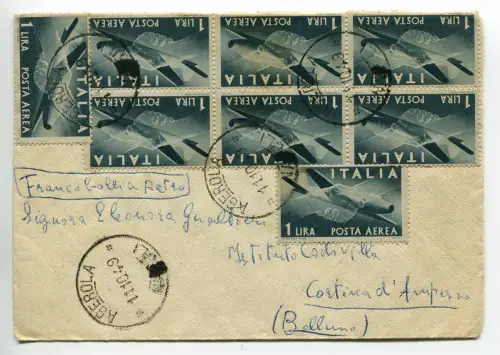 Luftpost Lire 1 zwanzig Exemplare auf Umschlag von Agerola