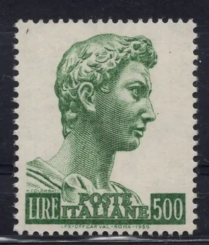 San Giorgio di Donatello Lire 500 dent. 14 x 13,1/4 fluoreszierend
