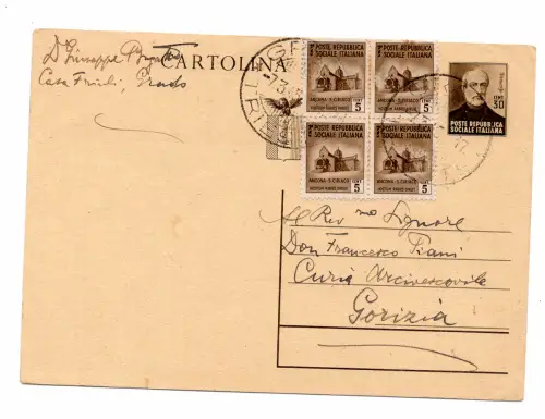 Zerstörte Denkmäler Cent. 5 Viertel auf C.P. Cent. 30 Mazzini