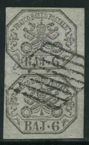 6 Baj grüngrau Nr. 7 Vertikalpaar gut marginiert