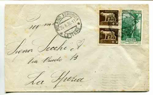 Miliz IV Cent. 25 auf Umschlag aus Mailand