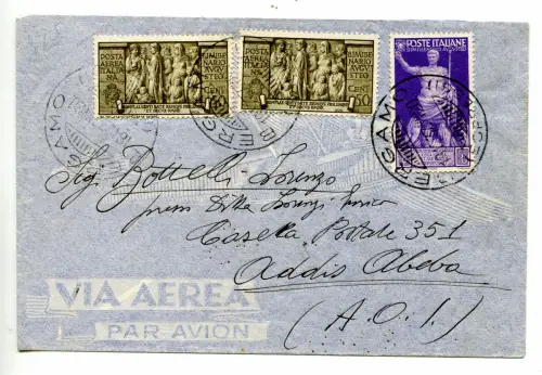 Luftpost August Cent. 50 auf Luftumschlag für die A.O.I.