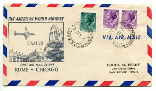 Erstflug Rom/Chicago vom 3.6.57