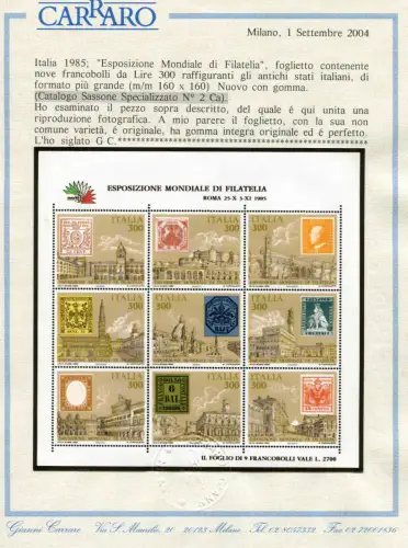 Italien '85 - Der Bogen Alte Staaten Sorte höchstes Format