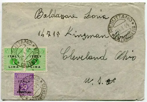 Sizilien Occ. Alliierte - 1 Lira Paar + Ergänzung auf Umschlag von Resuttano