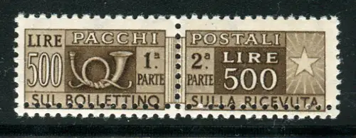 Postpakete Lire 500 Sterne II Sorte Doppelzahnung