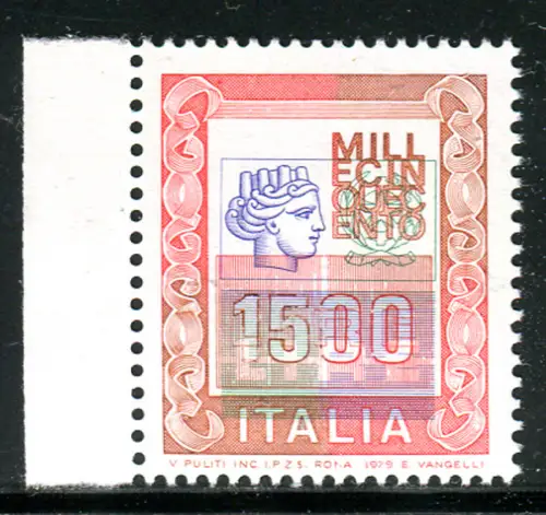 Hohe Werte Lire 1.500 Drucksorten aus der verschobenen Mitte