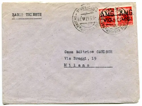 AMG. Sehr guter Zustand. - Democratica Lire 3 Paar auf Umschlag für Mailand