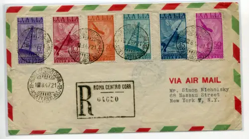 FDC Vorläufer-Luftpost Radio komplette Serie Umschlag Racc. air nach New York