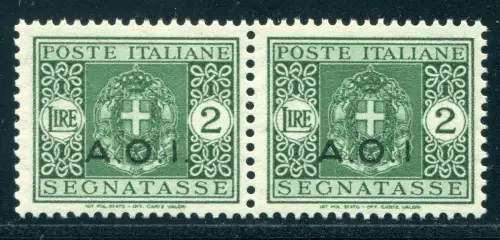 A.O.I. - Steuermarken Lire 2 Paar mit einem Exemplar ohne Punkt nach der I