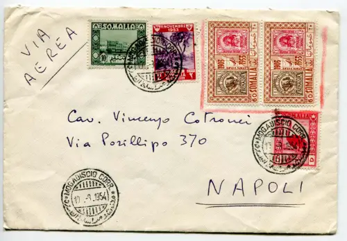 Somalia Afis - Luftpost Lebbrosari 2 sh. auf Umschlag nach Neapel