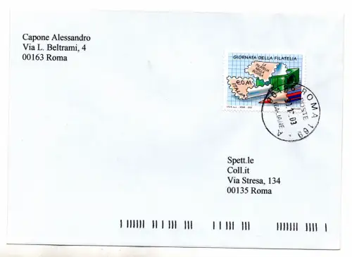 2003 Tag der Philatelie isoliert auf Umschlag aus Rom
