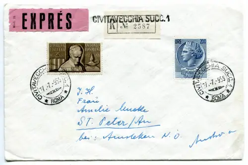 Syracusana Lire 200 + Ergänzung auf Umschlag Racc. exp. pro Wien