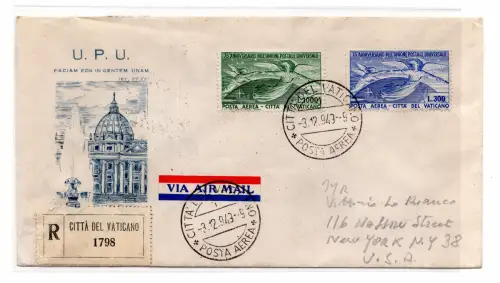 U.P.U. Luftpost Nr. 18/19 Serie auf FDC abgebildet für die USA