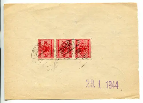 Ljubljana Occ. Deutsch - Cent Steuermarken. 20 drei Exemplare auf Beleg