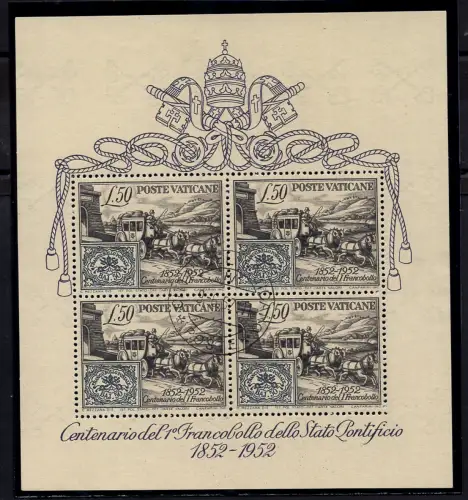 Hundertjahrfeier Päpstlicher Briefmarken - Bogen Nr. 1 Stempel FDC