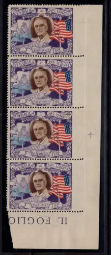 Roosevelt 5 Lire Nr. 303e rechts ungezähnt - MNH