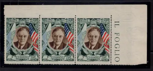 Roosevelt 5 Lire Luftpost Nr. 63d oben ungezähnt - MNH