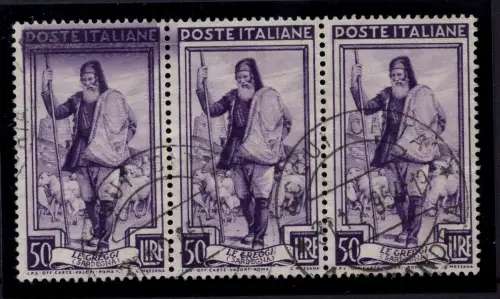 Arbeit Lire 50 Nr. 647 Dreierstreifen mit auffälligem Farbband