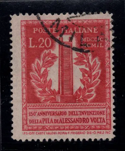 Volta Lire 20 Nr. 611 filigran ND gezähnt 14,1/4