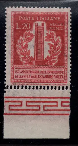 Volta Lire 20 Nr. 611 Doppelverzahnung unten - MNH