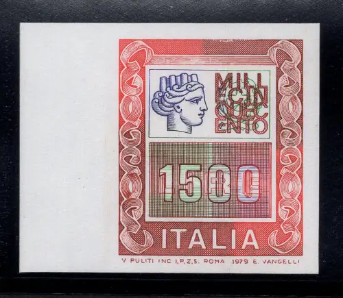 Hohe Werte Lire 1.500 Nr. 1438a ungezähnt - MNH