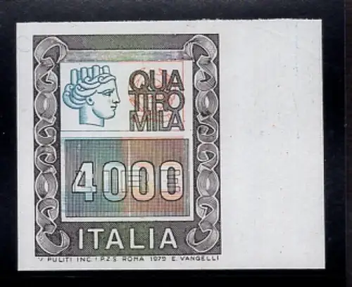 Hohe Werte Lire 4.000 Nr. 1441a ungezähnt - MNH