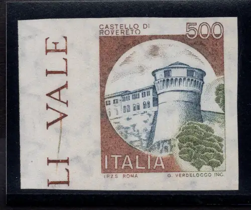 Castelli Lire 500 Nr. 1522e ungezähnt - MNH