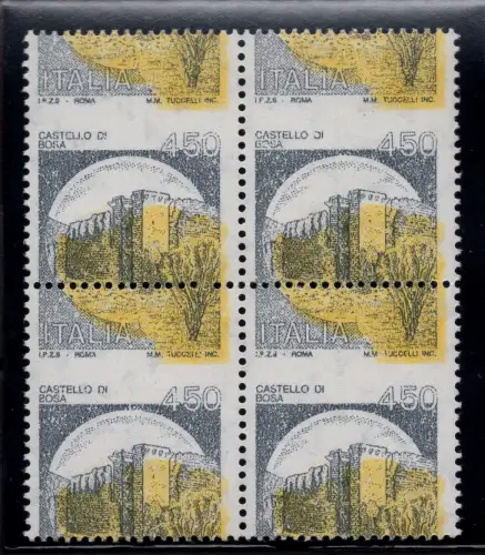 Castelli Lire 450 Tiefdruck Nr. 1521/II nur gelb + Schiefer - postfrisch