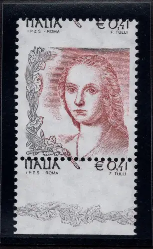 2002 Frau in der Kunst Euro 0,41 Nr. 2589d verschobene Verzahnung - MNH