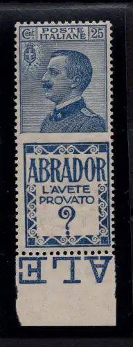 Werbung Cent. 25 Schlepper Nr. 4 zentriert - postfrisch